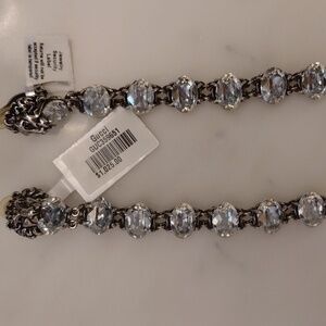 Gucci Lionhead Pale Blue Crystal Drop Clip Earrings